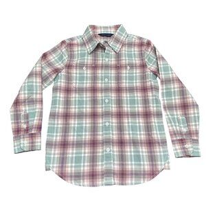 Janie and Jack Tartan Flannel Shirt Boys 5 NWT Plaid Berry Mauve Long Sleeve